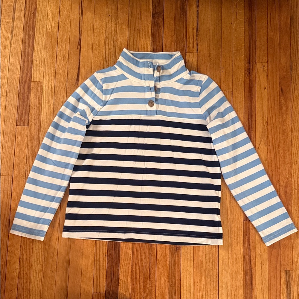 J. Crew Women’s Long Sleeve Striped Tee - Light Blue, Navy and white
